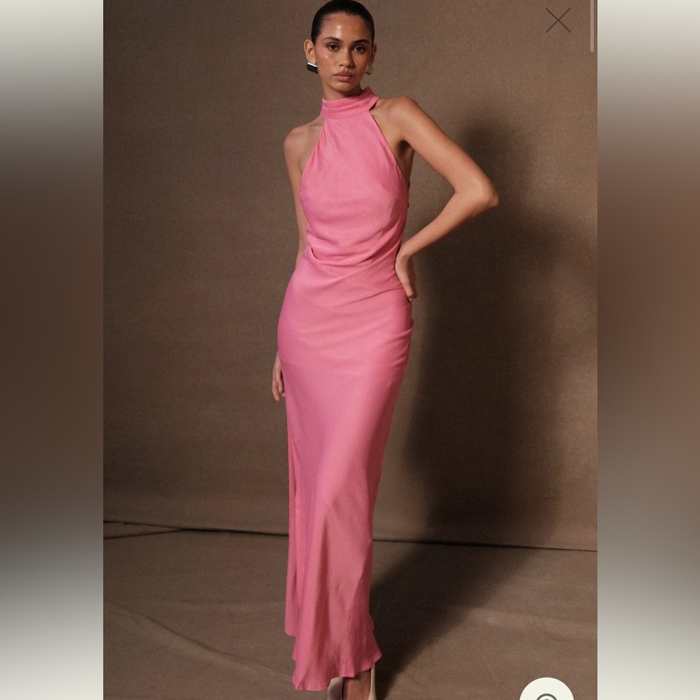 NWT Meshki Claire Satin Drape Back Maxi Dress XS